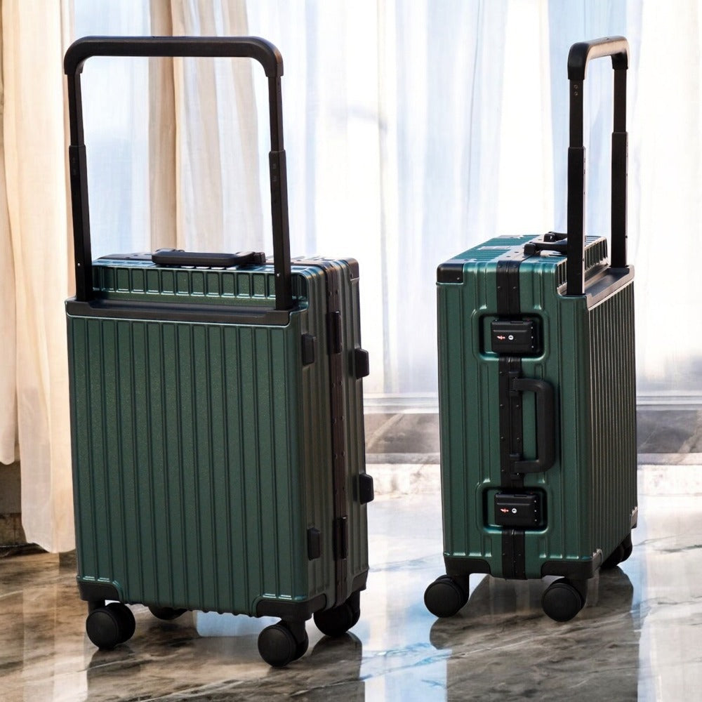 Spinner Hard Shell without Zipper | 2 Piece Set 20" 28 Inches Green Aluminium Framed Luggage