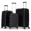 3 Piece Set 20, 24 and 28 Inches Thin Line PP Unbreakable Luggage Bag with Double Spinner Wheel