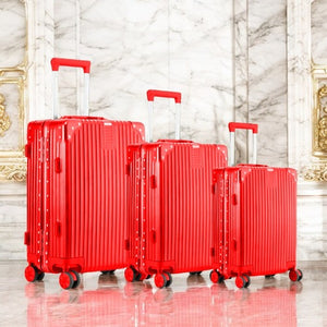 Aluminium Framed Hard Shell Without Zipper TSA Luggage Red | 3 Piece Set 20