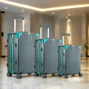 Aluminium Framed Green Hard Shell Without Zipper Spinner Wheel Luggage Bags | 3 Piece Set 20