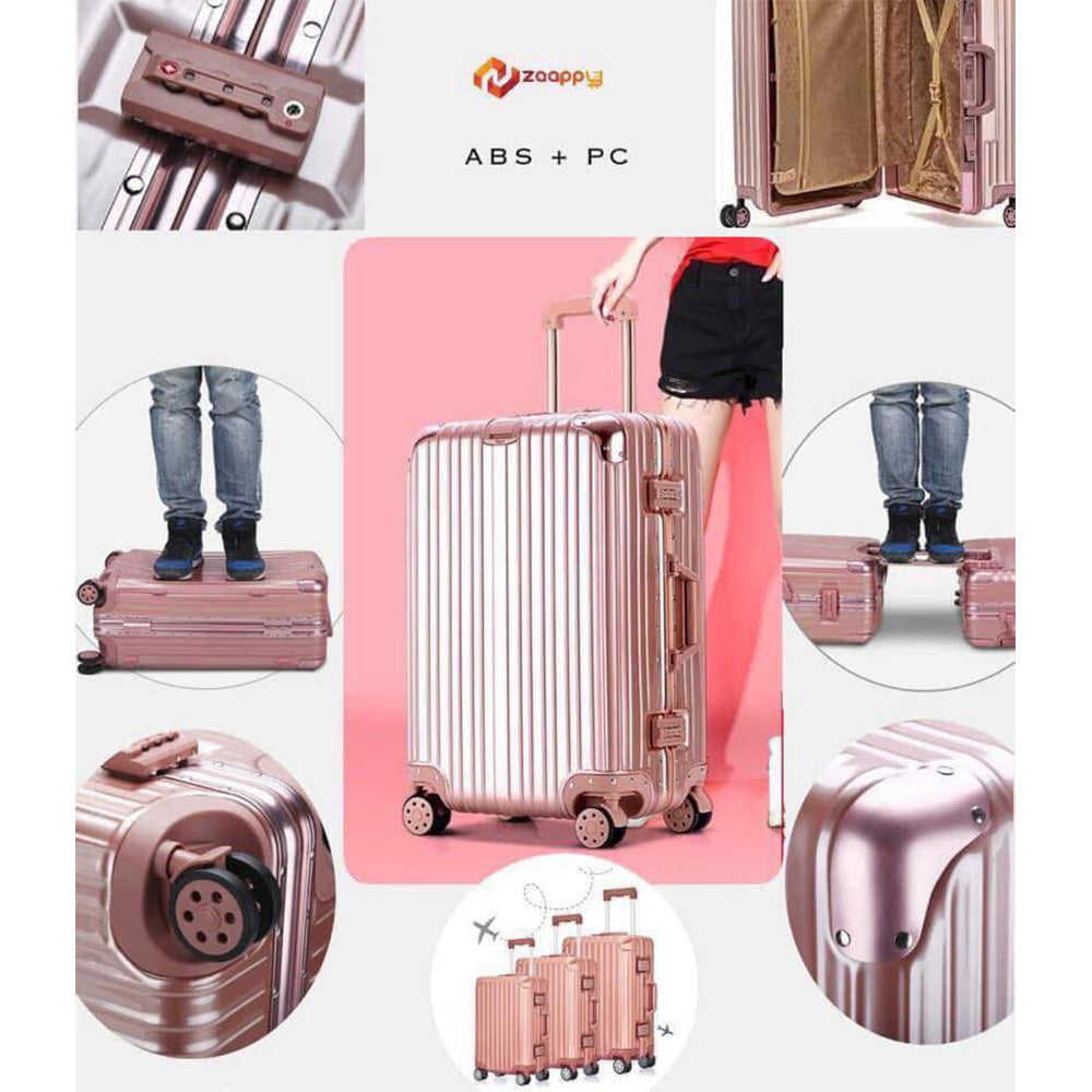 28-Inch Rose Gold Aluminum-Framed Luggage | Durable, Secure, and Stylish Hard Shell Suitcase with TSA Lock