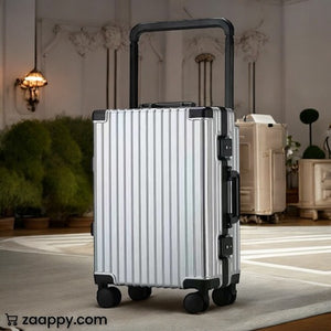 Aluminum Framed Luggage Hard Shell | Aluminum Spinner Silver | Hand Carry 10 Kg | Check In 30 Kg Capacity
