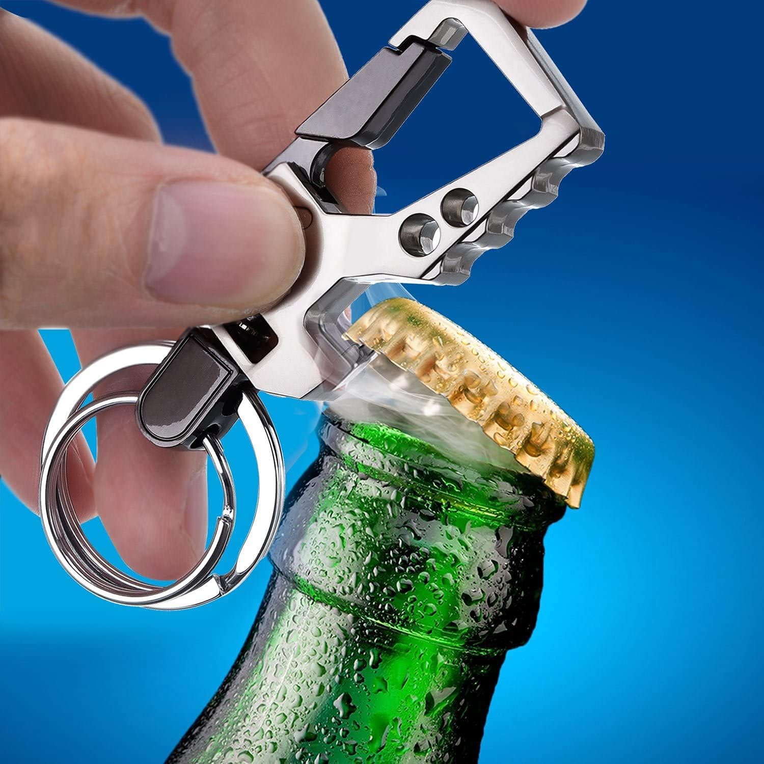 Buy Multifunctional Bottle Opener Keychain With Double Key Ring Hook –