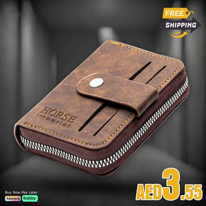 FLASH SALE ⚡ Small PU Leather Credit Card Holder Button Wallet | Multi Card Slot Zipper Coin Purse