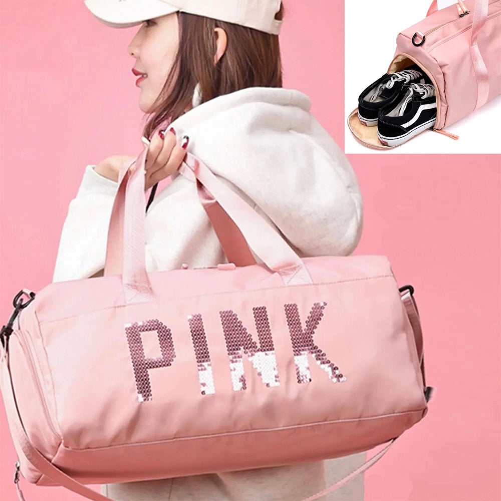 Pink Duffel Bag | Fitness Shoulder Bag For Women