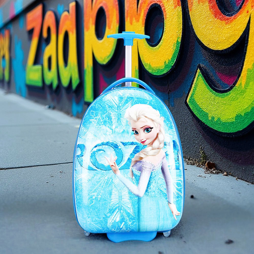 Disney Frozen Elsa & Spider-Man Kids Trolley Luggage | 16 Inch Cartoon Rolling Suitcase on Wheels | Lightweight Travel Carry-On Bags for Children | Perfect Gift for Boys & Girls