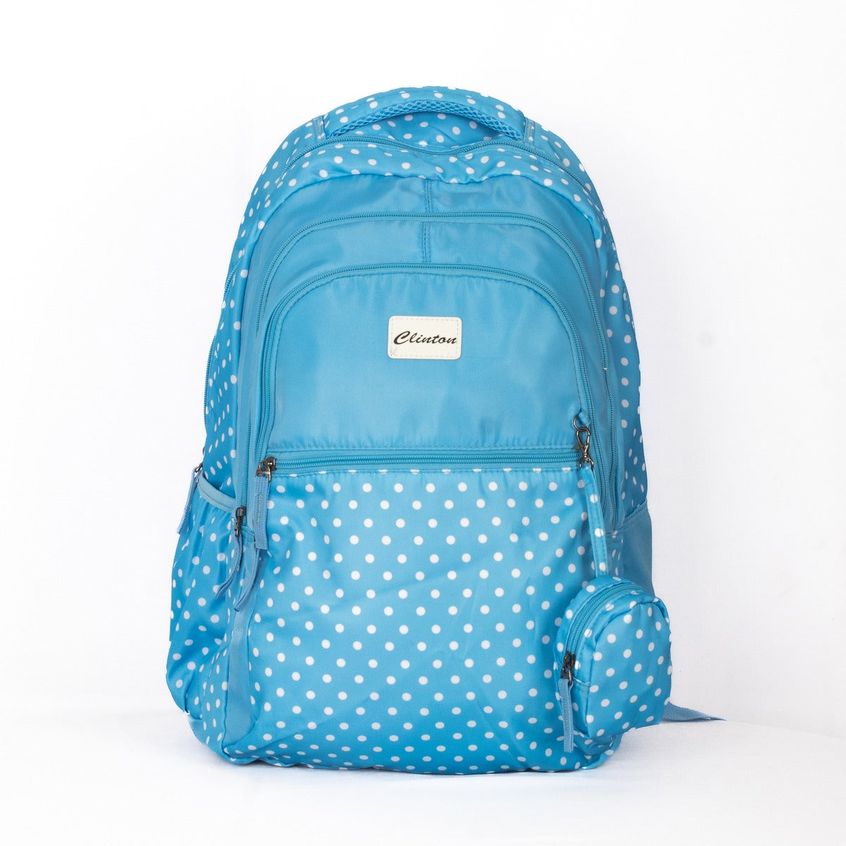 Espiral Polka Dotted Multi Zipper Backpack Bag with Pouch Zaappy