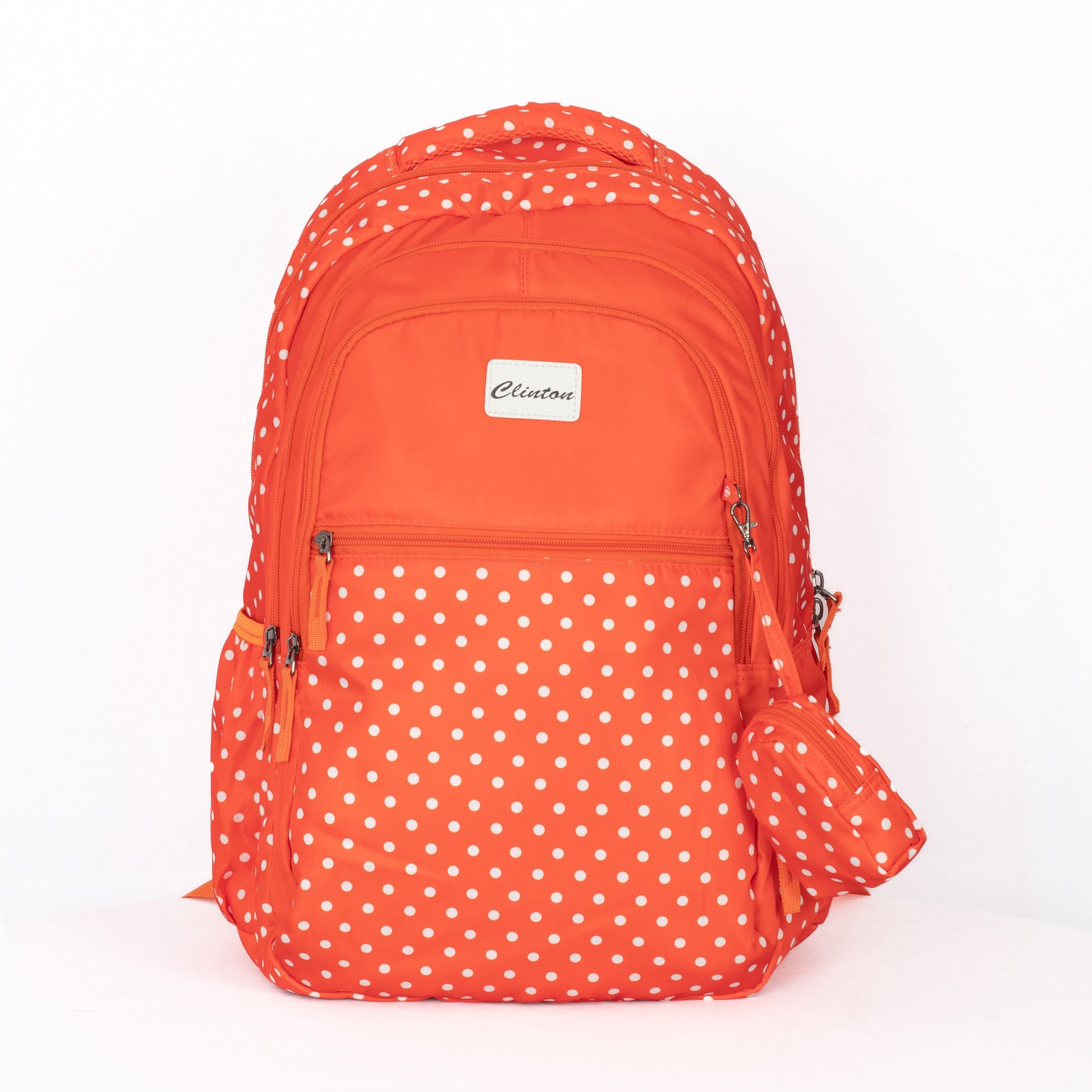 Espiral Polka Dotted Multi Zipper Backpack Bag with Pouch