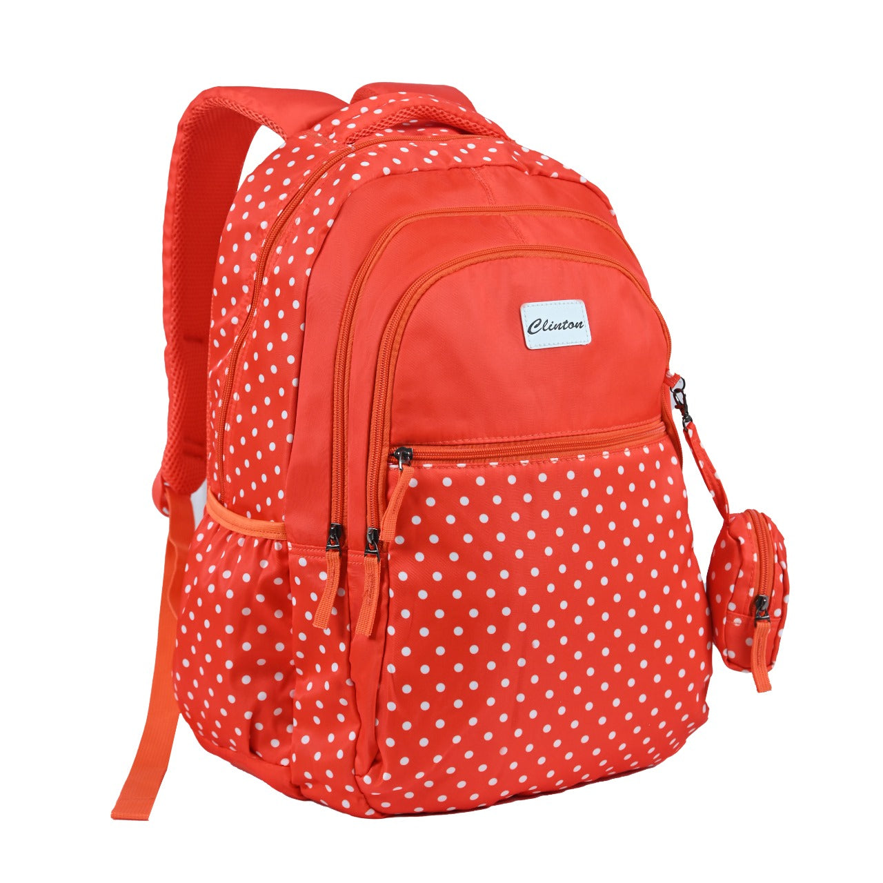 Espiral Polka Dotted Multi Zipper Backpack Bag with Pouch