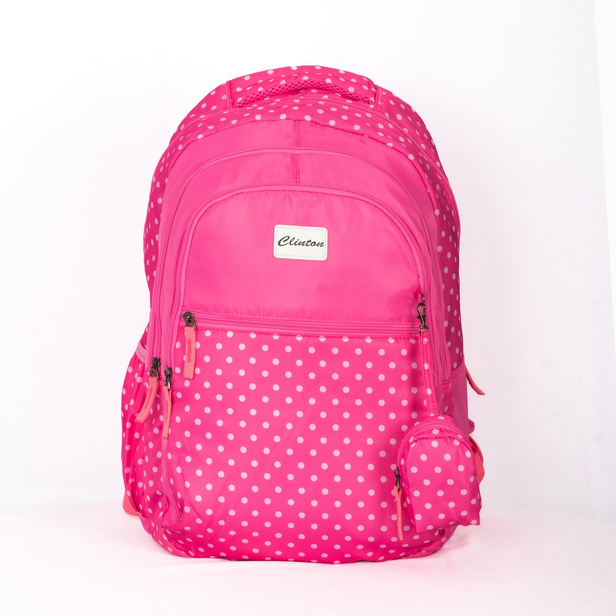 Espiral Polka Dotted Multi Zipper Backpack Bag with Pouch