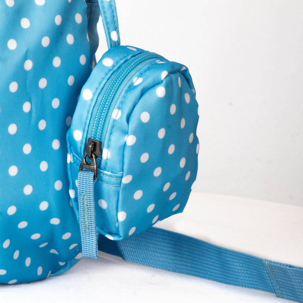 Espiral Polka Dotted Multi Zipper Backpack Bag with Pouch