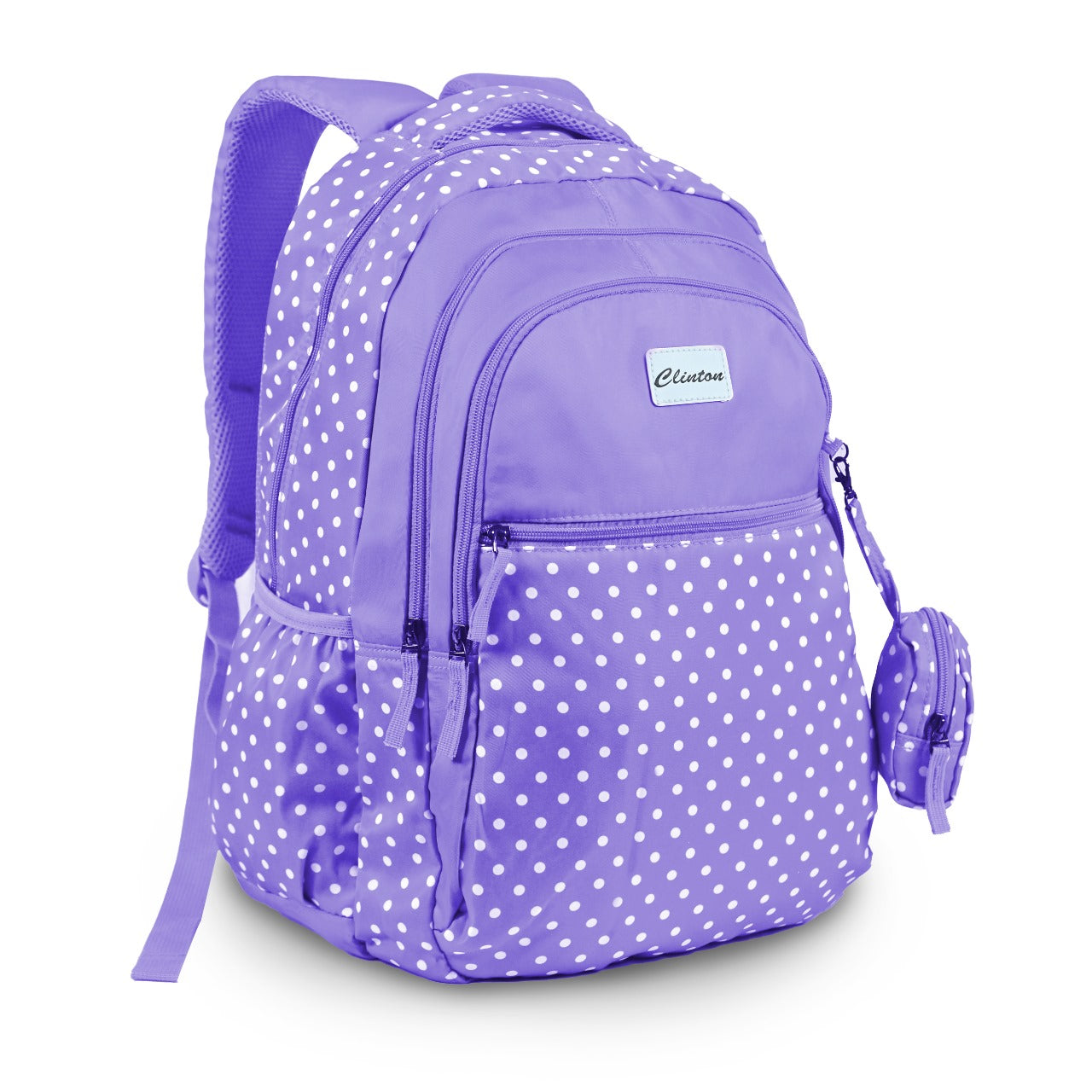 Espiral Polka Dotted Multi Zipper Backpack Bag with Pouch Zaappy