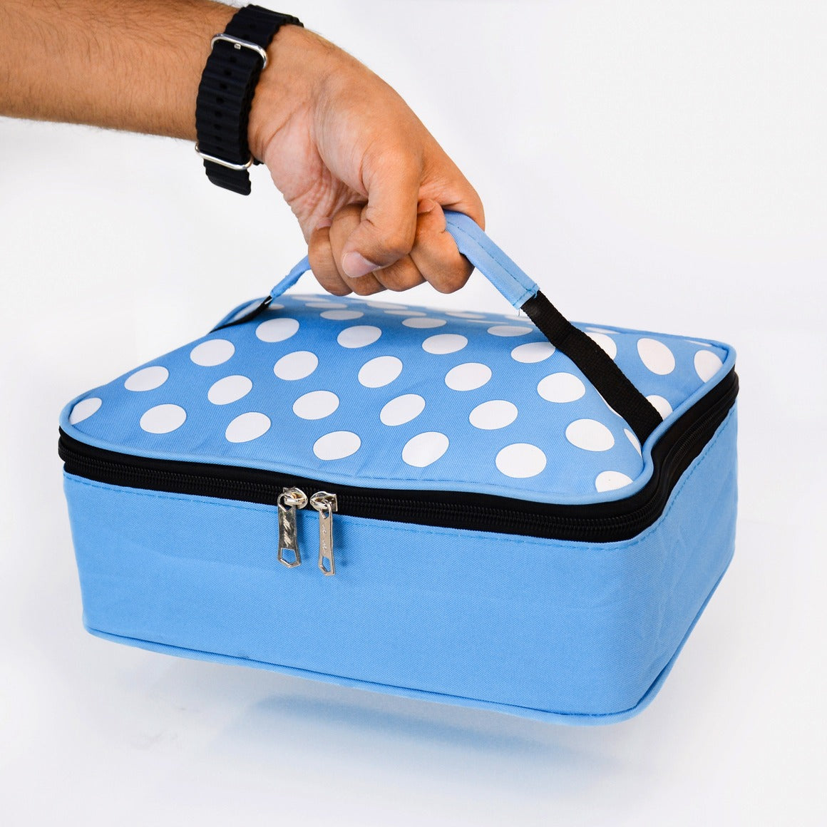  Polka Dotted Insulated Square Lunch Bag Zaappy.com