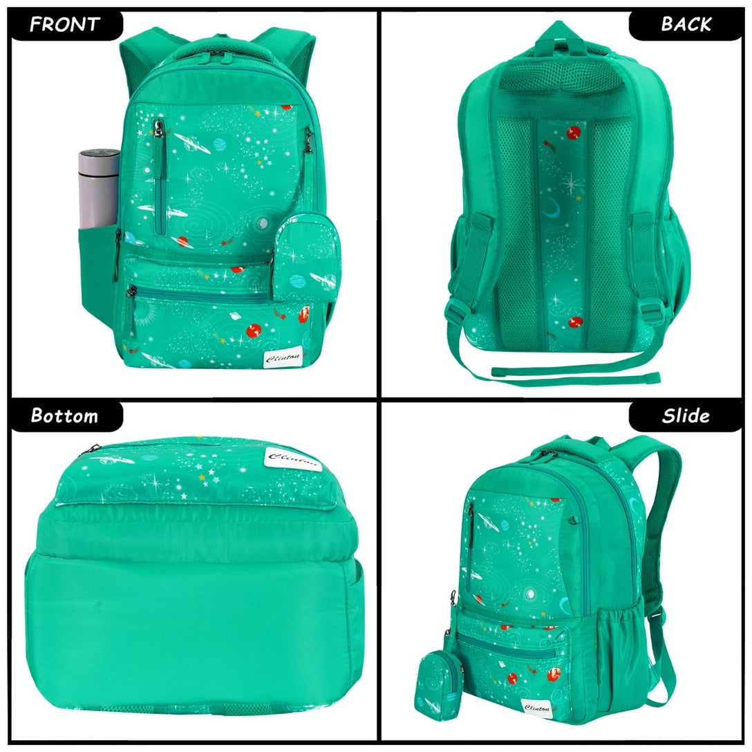 Buy 1 Get 1 Free | Multi Pockets Lightweight Waterproof Espiral Galaxy Backpack With Pencil Pouch Zaappy