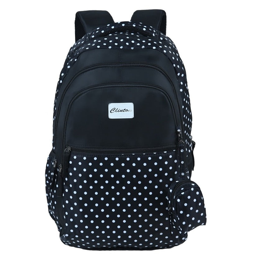 Espiral Polka Dotted Multi Zipper Backpack Bag with Pouch