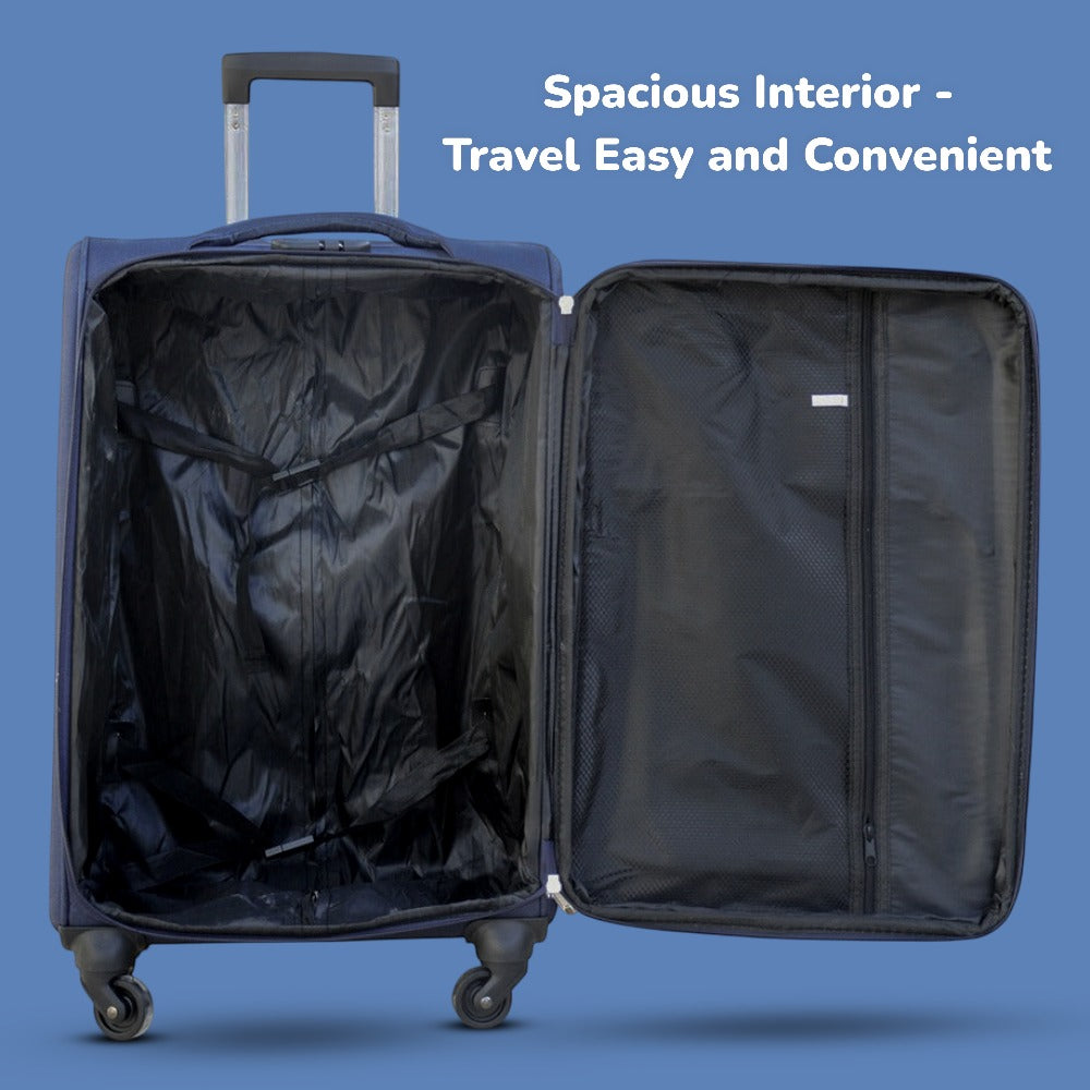 24 Inch Check-In Size Falcon Premium Expandable Soft Fabric Luggage | 4 Smooth Spinner Wheels | Secure Combination Locks