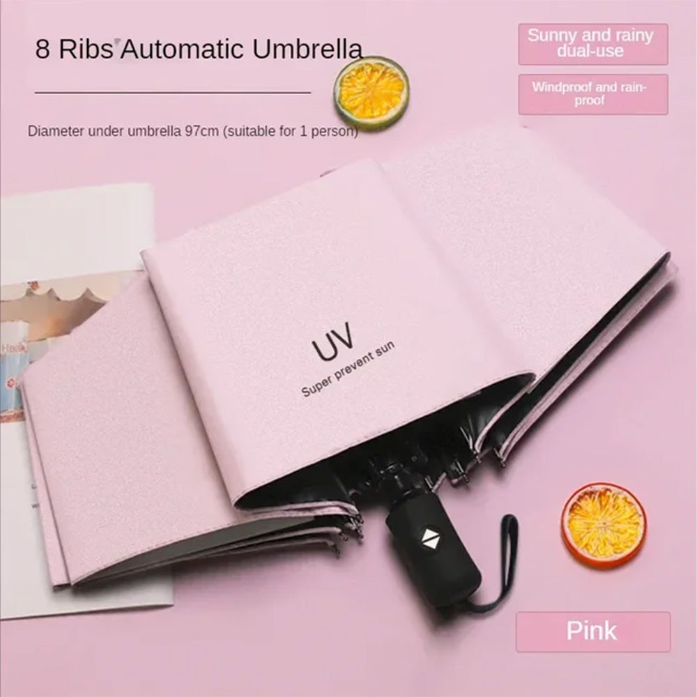 Fashion Portable Mini Folding Automatic Umbrella | Anti UV Rain Sun Umbrella Windproof Pink