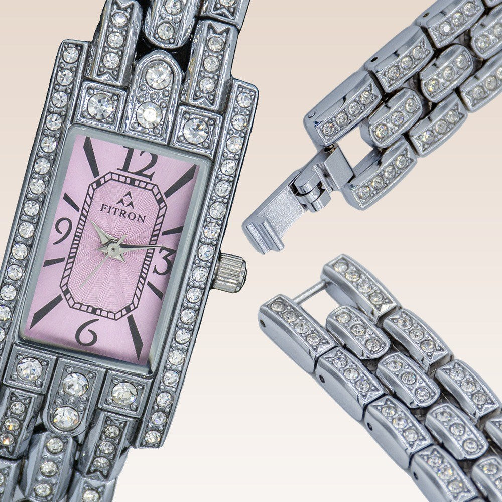 Close-up of a trendy Fitron multicolor dial watch collection for women, featuring a pink dial on a silver band, a green dial on a gold band, and a white dial with a two-tone band - perfect for adding a pop of color and personality to any outfit.