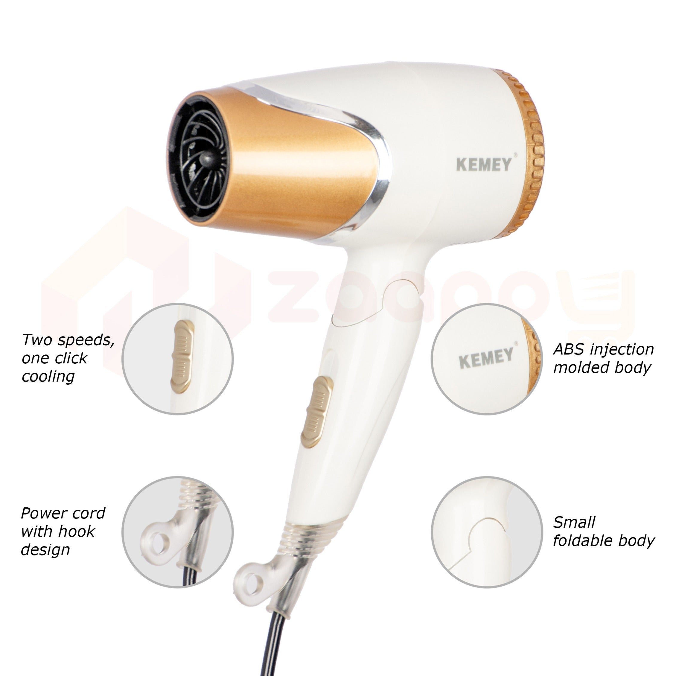 FLASH SALE ⚡ KEMEY KM-6832 Electric Foldable Travel Hair Dryer with 2 Speed Control