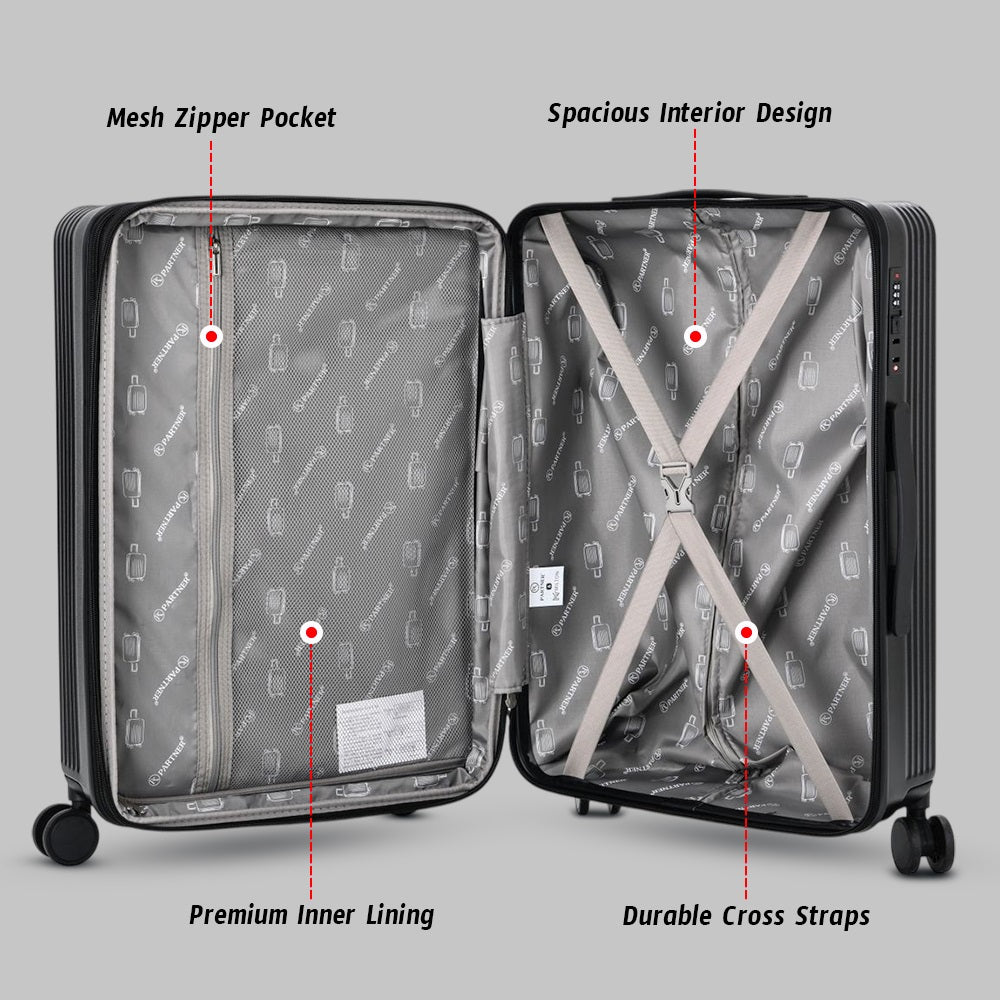 New Front Opening PC Lightweight Expandable Luggage Bag with 360 Spinner Wheels | Durable and Practical Trolley Case for Travel | 3 Piece Set 20, 24 and 28 Inches