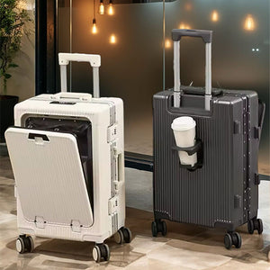 Multifunctional Front Opening Aluminum Frame Luggage | High-End New Business Cabin Suitcase