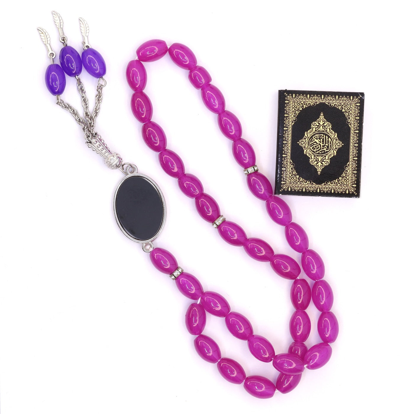 Smooth and Shiny Oval Shape Tasbeeh Misbaha | Muslim Rosary Prayer Beads 33 Stones Zaappy