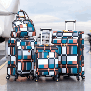 Check Design Lightweight PU Luggage with Spinner Wheel | 4 Piece Set 7