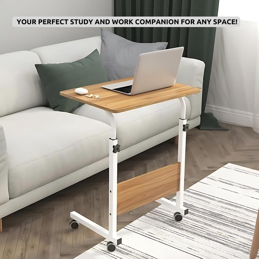 Portable Study Table | Laptop Stand with Wheels | Adjustable Height and Angle