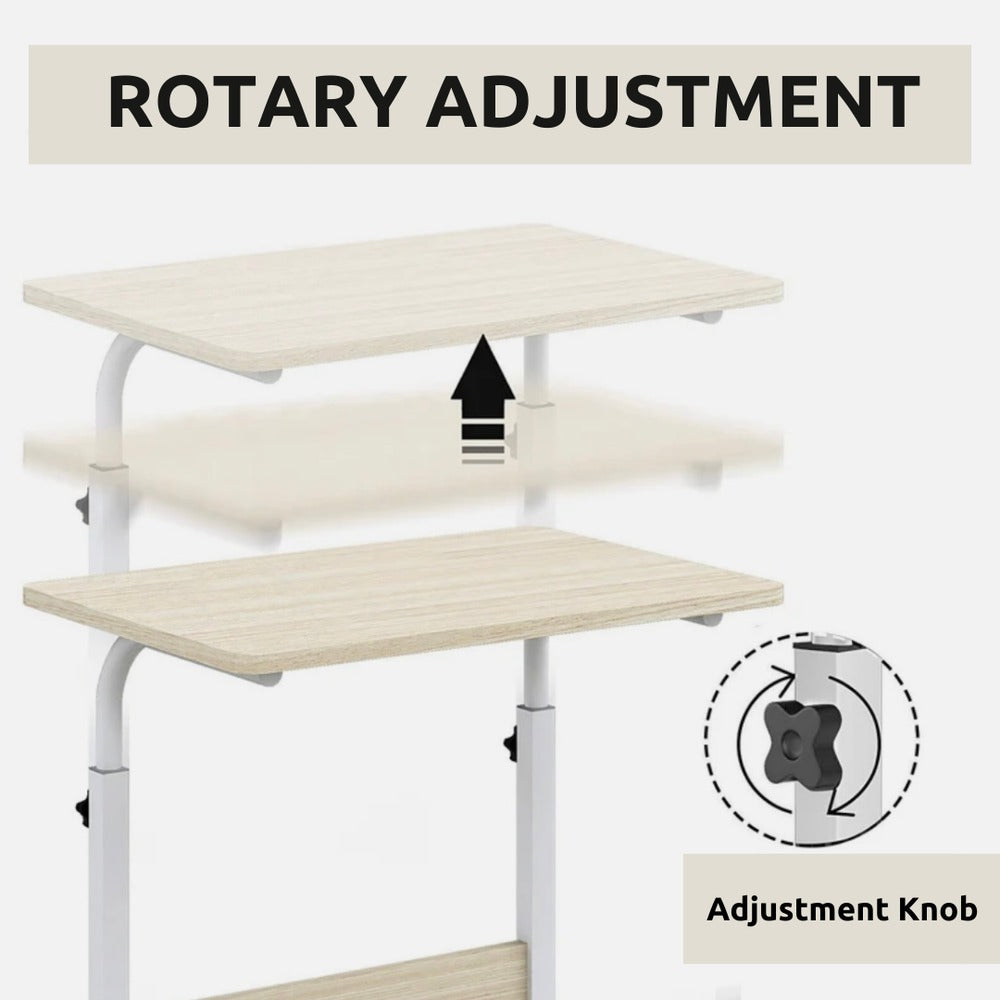 Portable Study Table | Laptop Stand with Wheels | Adjustable Height and Angle