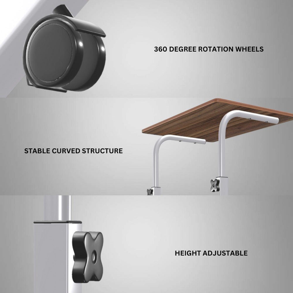 Portable Study Table | Laptop Stand with Wheels | Adjustable Height and Angle