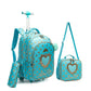 Printed Lightweight Love me Kids Rolling Backpack With School Pouch Combo Set Zaappy.com
