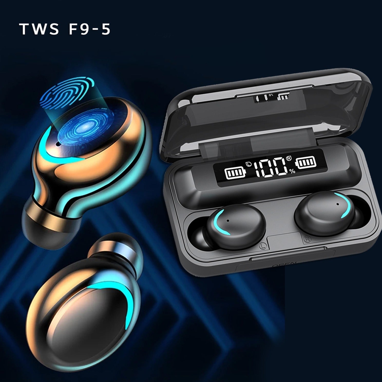 FLASH SALE ⚡ F9-8-TWS Wireless Rechargeable Bluetooth 5.0 Earbuds With Microphone Charging Box Zaappy