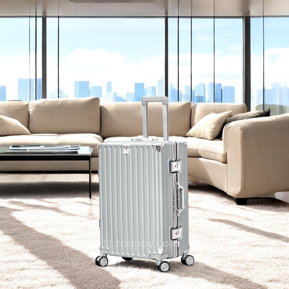 Trending Aluminum Luggage | USB Charging Port | Bottle Holder | Free Your Hands | Stylish Travel Companion | 3 Pcs Set 20" 24" 28" Inches