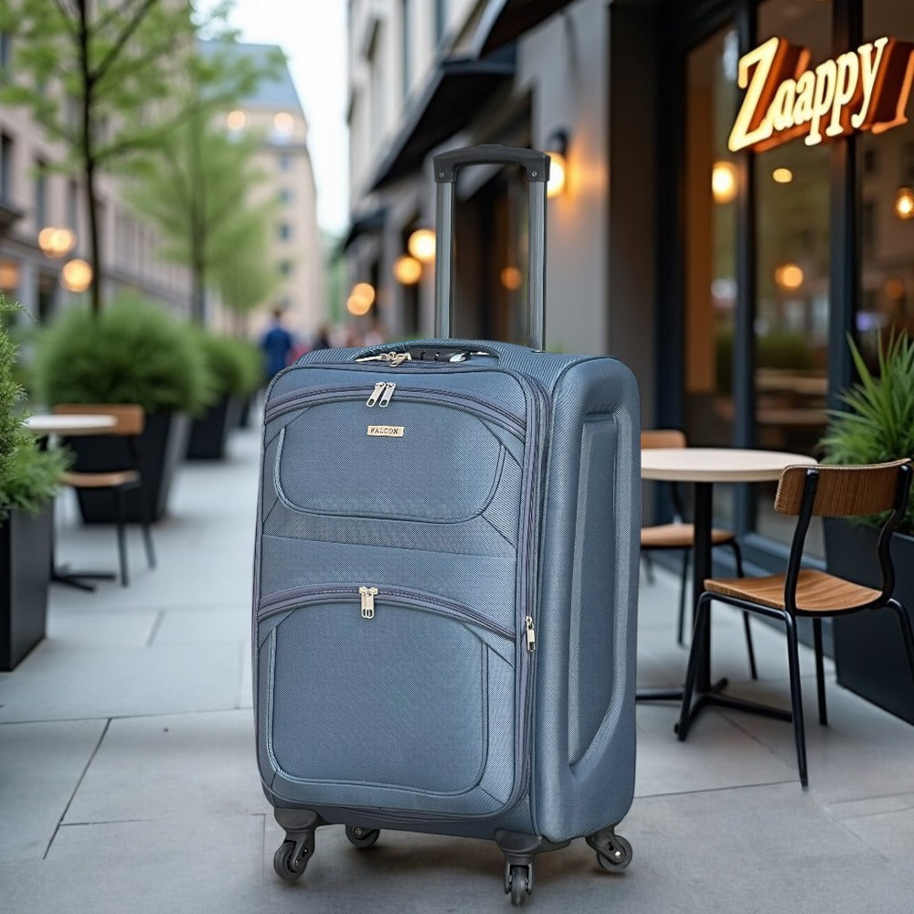 24 Inch Check-In Size Falcon Premium Expandable Soft Fabric Luggage | 4 Smooth Spinner Wheels | Secure Combination Locks