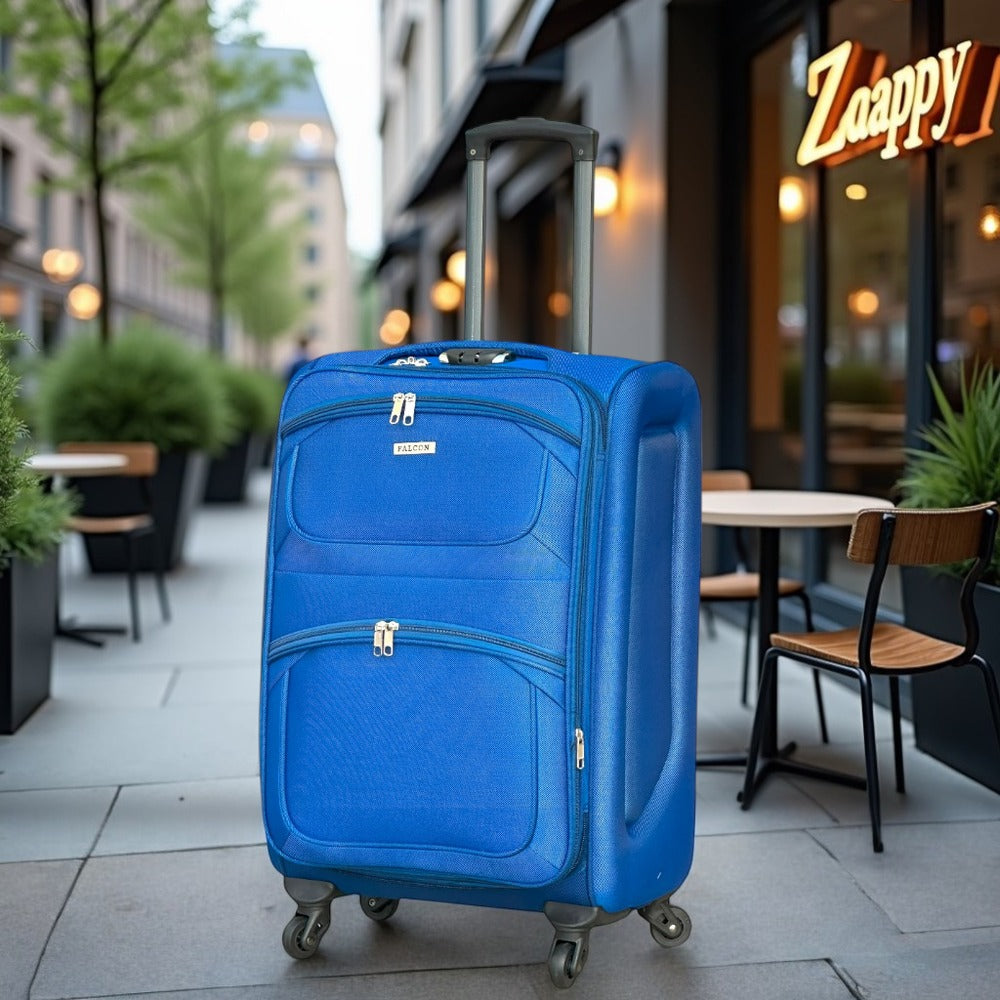 24 Inch Check-In Size Falcon Premium Expandable Soft Fabric Luggage | 4 Smooth Spinner Wheels | Secure Combination Locks