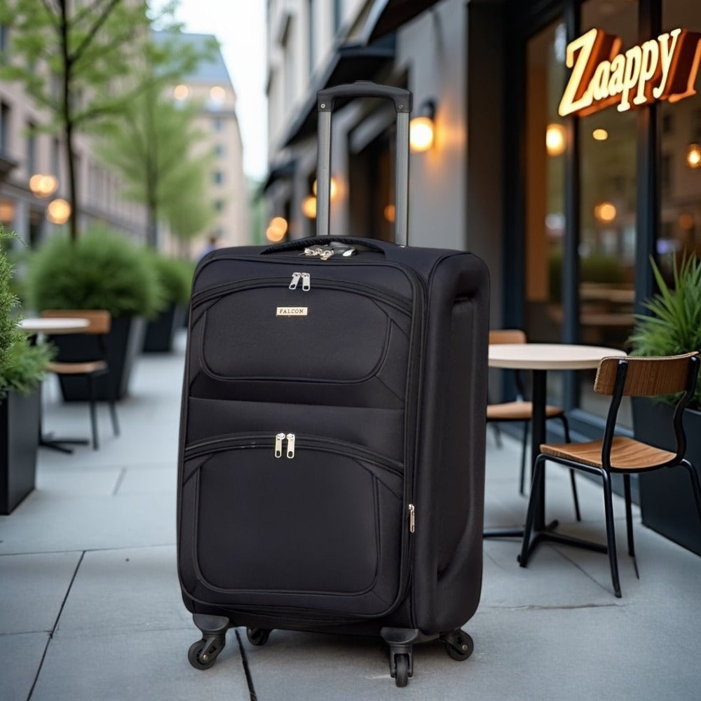 24 Inch Check-In Size Falcon Premium Expandable Soft Fabric Luggage | 4 Smooth Spinner Wheels | Secure Combination Locks