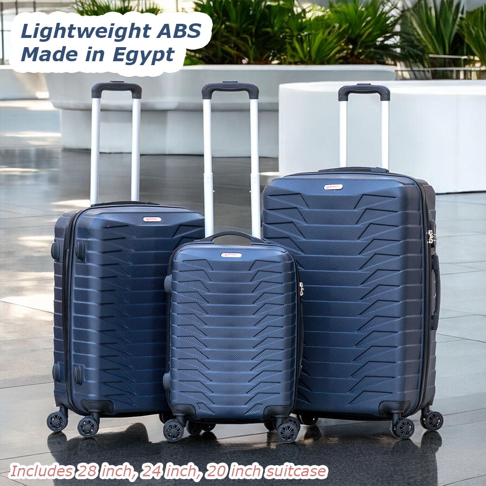 ZAAPPY Lightweight ABS Hard Case Trolley Luggage With Spinner Wheels | 3 Pcs Set 20, 24 and 28 inches