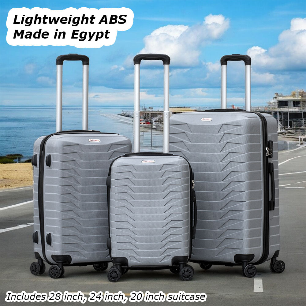 ZAAPPY Lightweight ABS Hard Case Trolley Luggage With Spinner Wheels | 3 Pcs Set 20, 24 and 28 inches