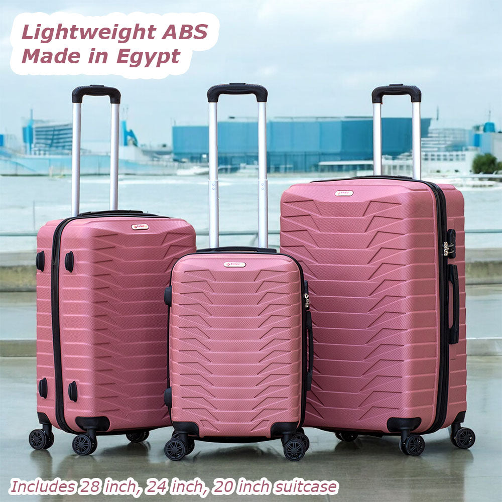 ZAAPPY Lightweight ABS Hard Case Trolley Luggage With Spinner Wheels | 3 Pcs Set 20, 24 and 28 inches