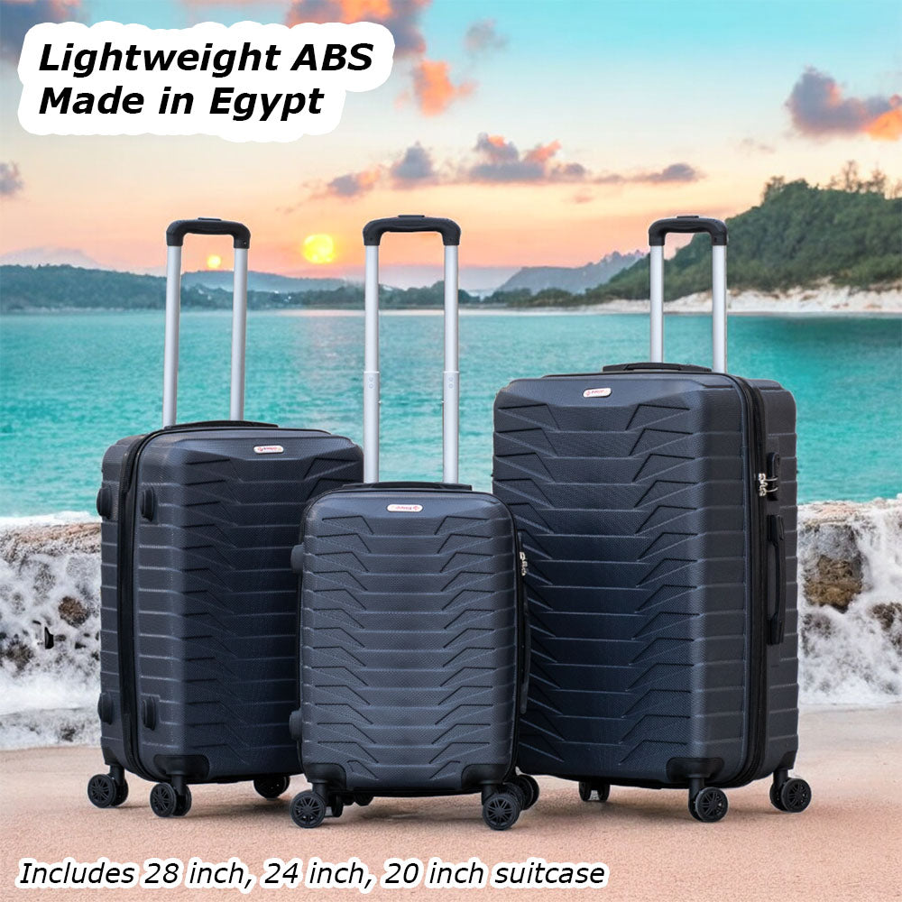 ZAAPPY Lightweight ABS Hard Case Trolley Luggage With Spinner Wheels | 3 Pcs Set 20, 24 and 28 inches