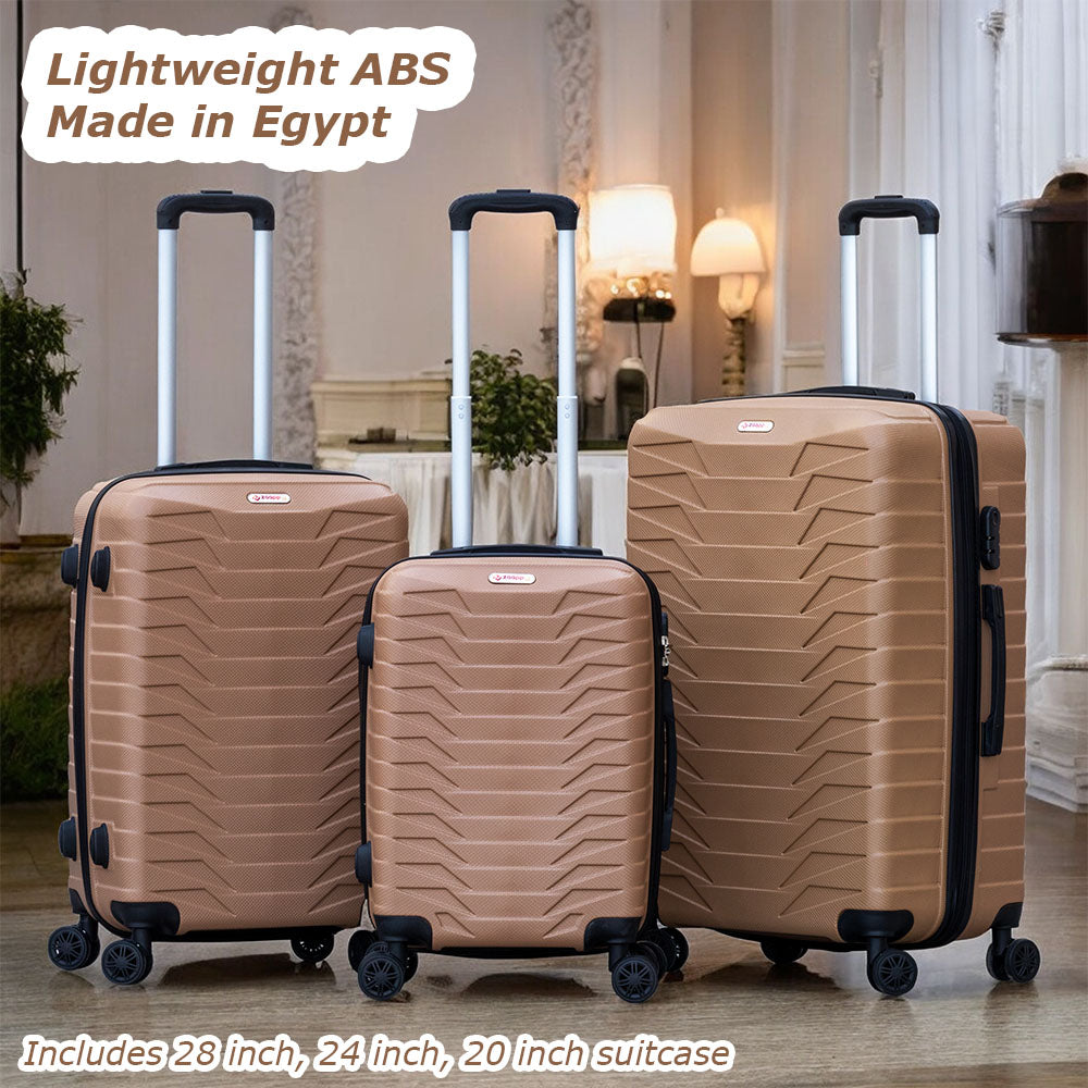 ZAAPPY Lightweight ABS Hard Case Trolley Luggage With Spinner Wheels | 3 Pcs Set 20, 24 and 28 inches