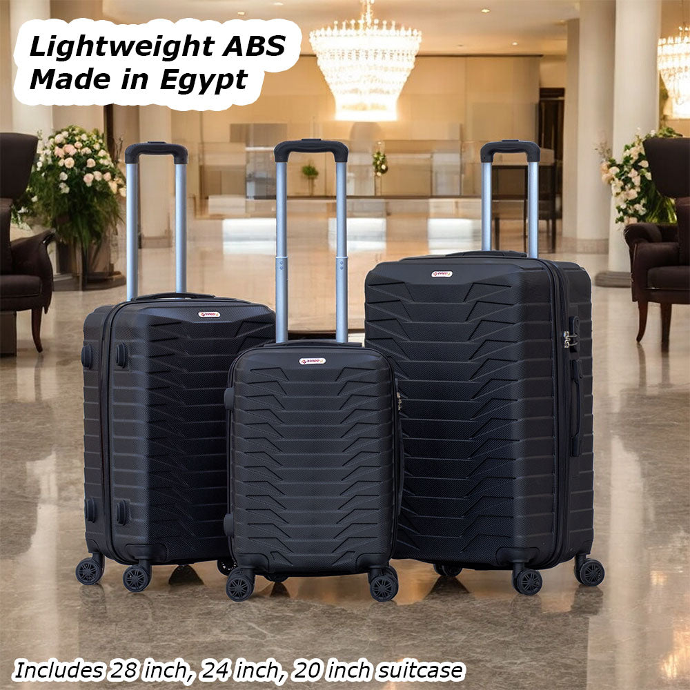 ZAAPPY Lightweight ABS Hard Case Trolley Luggage With Spinner Wheels | 3 Pcs Set 20, 24 and 28 inches