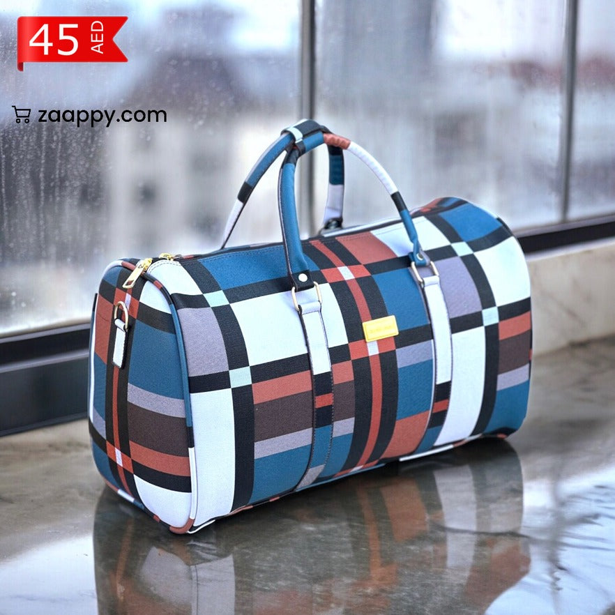 6 Piece Set 20" 24" 28" 32 Inches PU Leather Check Lightweight Spinner Wheel Luggage Bag