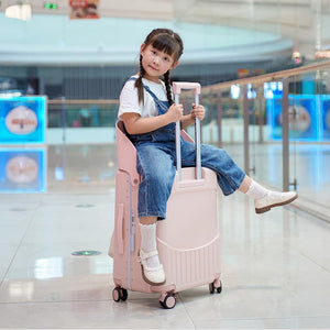 20-Inch Kids Seat Suitcase with Lightweight Aluminum Frame, 360° Spinner Wheels, TSA Lock | Children's Travel Luggage