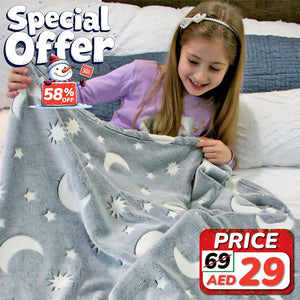 Glow in Dark Luminous Flannel Blanket For Kids | Feather Touch Magic Blanket | Double