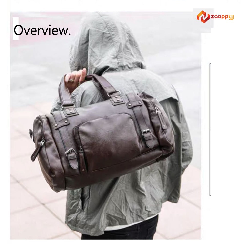 Luxury Men Durable Zipper Luggage Bag | LL PU Travel Duffle Leather Bag