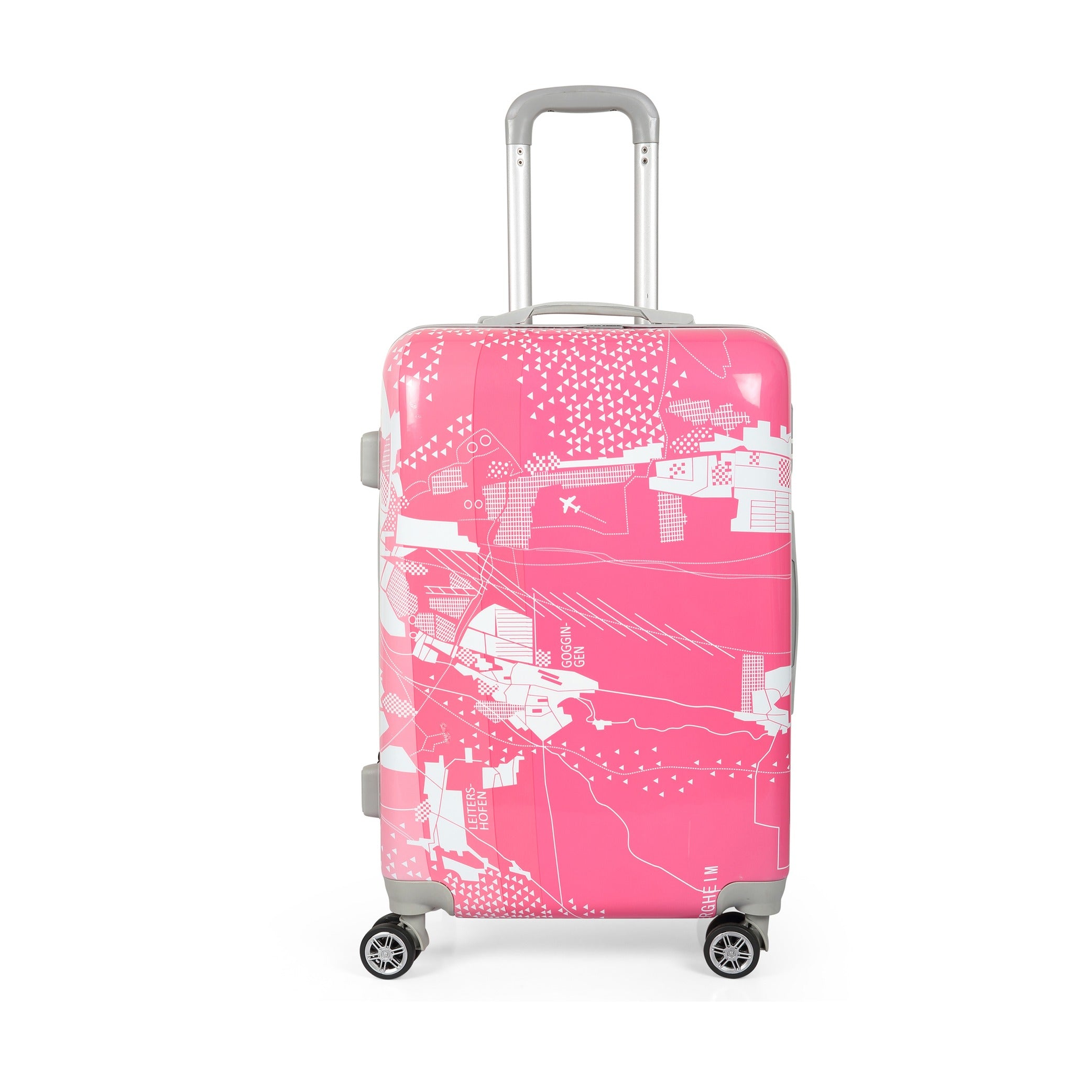 Beautiful Printed Light Weight Hard Case Luggage Plain Root Pink | 4 Pcs Set 7" 20" 24" 28 Inches