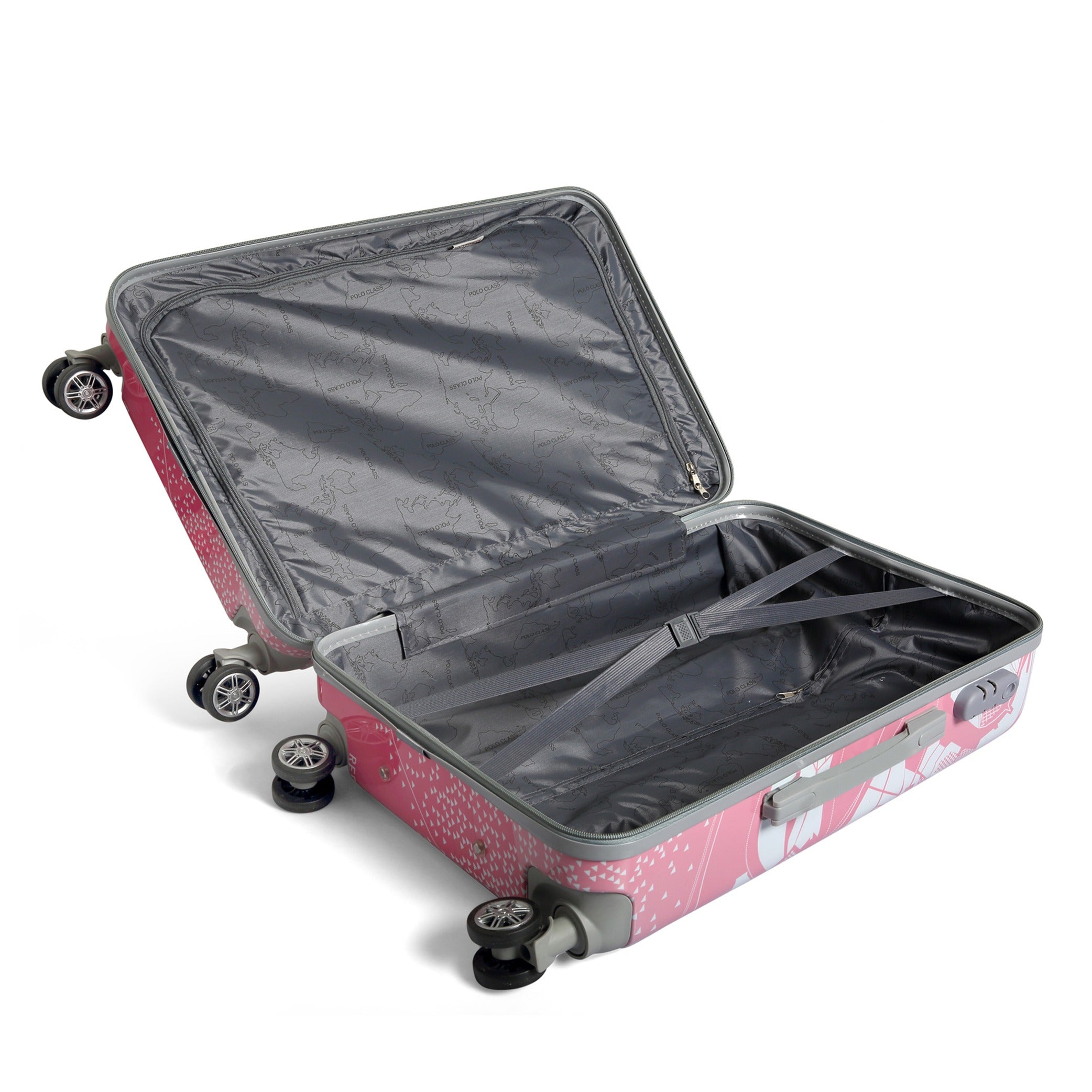 Beautiful Printed Light Weight Hard Case Luggage Plain Root Pink | 4 Pcs Set 7" 20" 24" 28 Inches