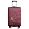 Printed Burgundy Peacock PU Leather Luggage | Soft Shell Trolley Bag | 4 Pcs Set 7