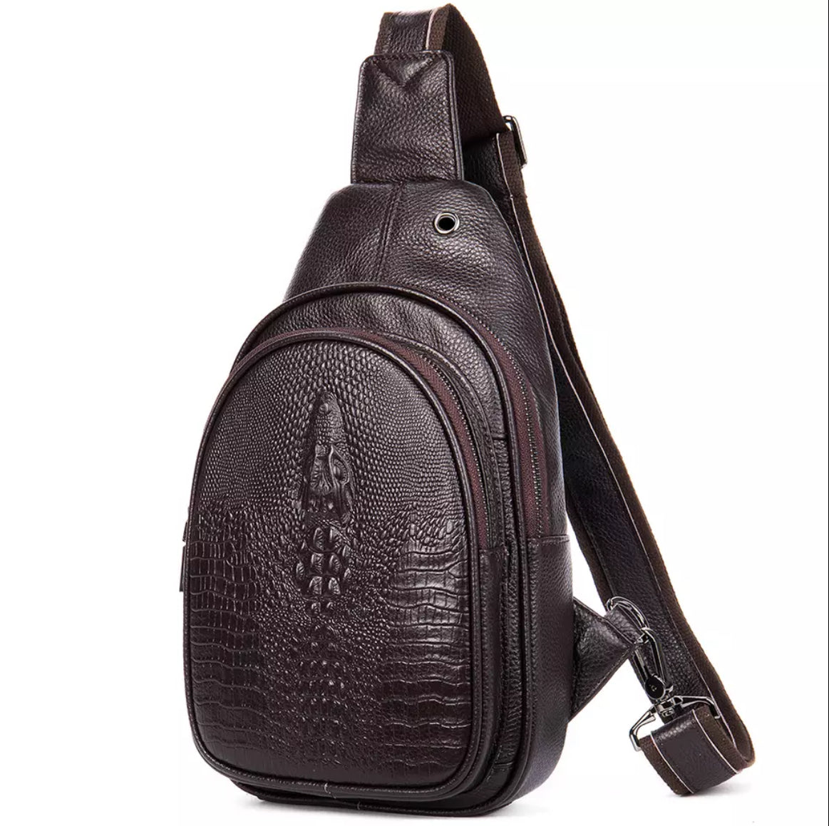 Multi-function Men's Chest Bag | Crocodile Embossed Chest Bag